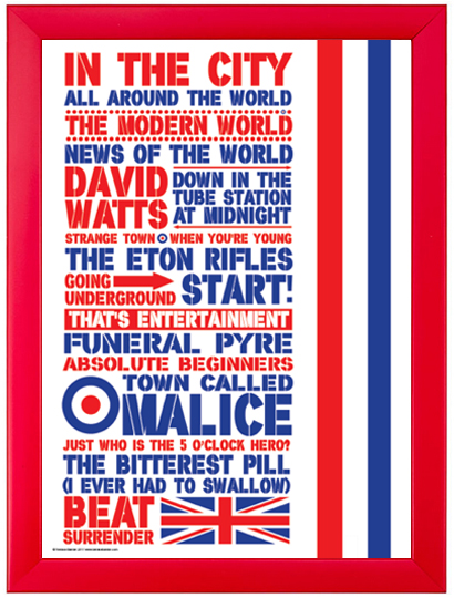 Jam Singles poster with red frame